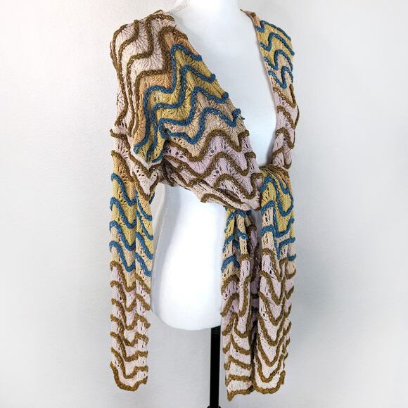 Anthropologie Tie Front Open Back Wrap Sweater Cardigan Festival Retro 70s XS/S - Picture 4 of 10